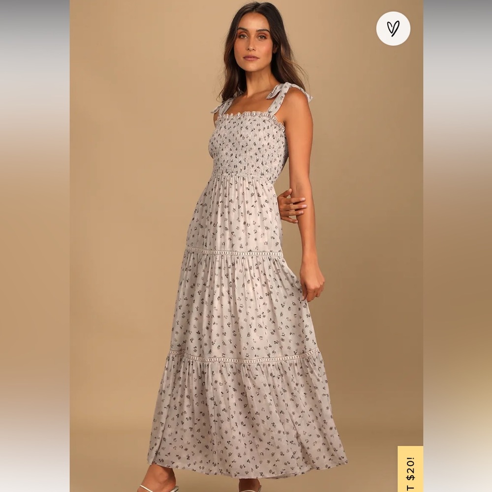 Lulus tie strap smocked dress